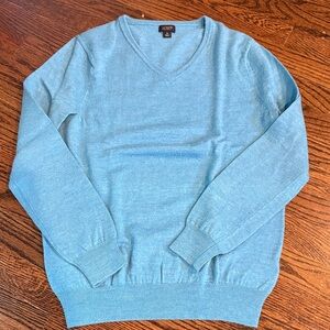 J. Crew Men's Light Blue V-Neck Sweater